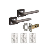AUSTIN DARK GREY SATIN FINISH LEVER ON SQUARE ROSE HANDLE PACK – STANDARD