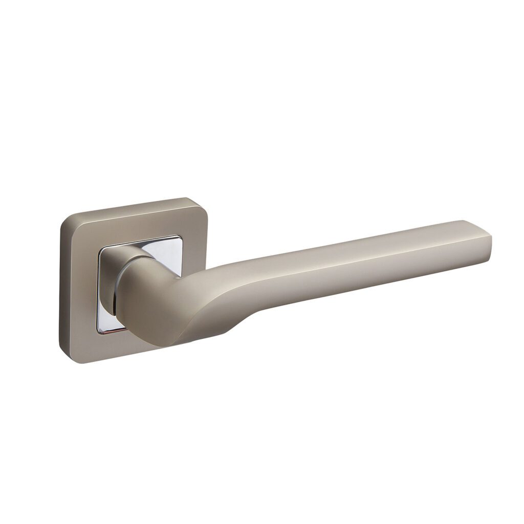 AUSTIN LIGHT GREY SATIN FINISH LEVER ON SQUARE ROSE HANDLE PACK – PRIVACY
