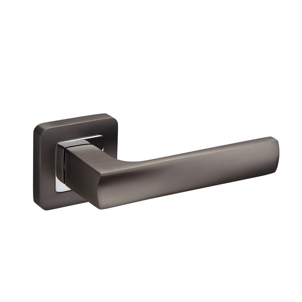 DENVER DARK GREY SATIN FINISH LEVER ON SQUARE ROSE HANDLE PACK – STANDARD