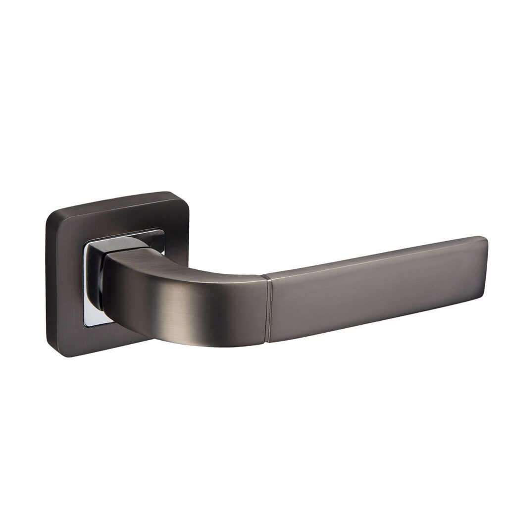 HOUSTON DARK GREY SATIN FINISH LEVER ON SQUARE ROSE HANDLE PACK – STANDARD