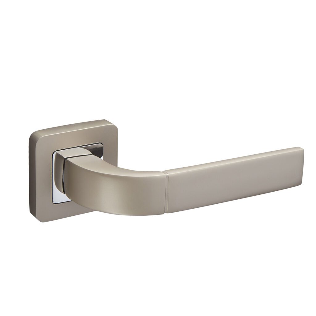 HOUSTON LIGHT GREY SATIN FINISH LEVER ON SQUARE ROSE HANDLE PACK – STANDARD
