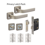 HOUSTON LIGHT GREY SATIN FINISH LEVER ON SQUARE ROSE HANDLE PACK – PRIVACY