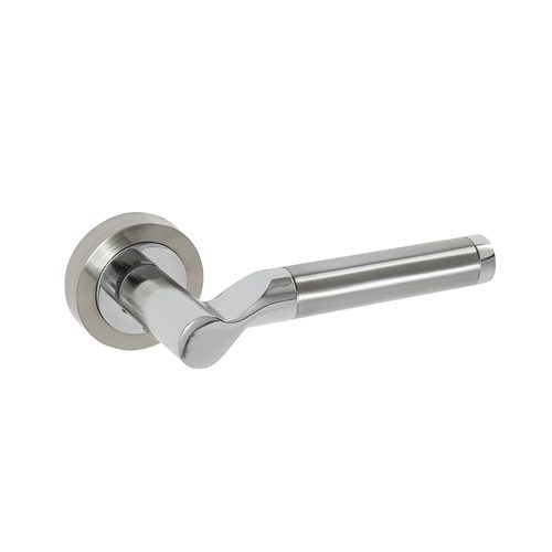 MIAMI SATIN & POLISHED CHROME STRAIGHT LEVER ON ROUND ROSE HANDLE PACK – STANDARD