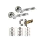 MIAMI SATIN & POLISHED CHROME STRAIGHT LEVER ON ROUND ROSE HANDLE PACK – STANDARD