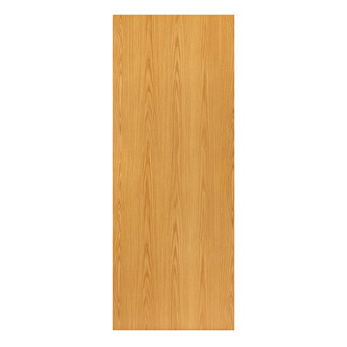 Wooden door panel with a light brown finish on a white background