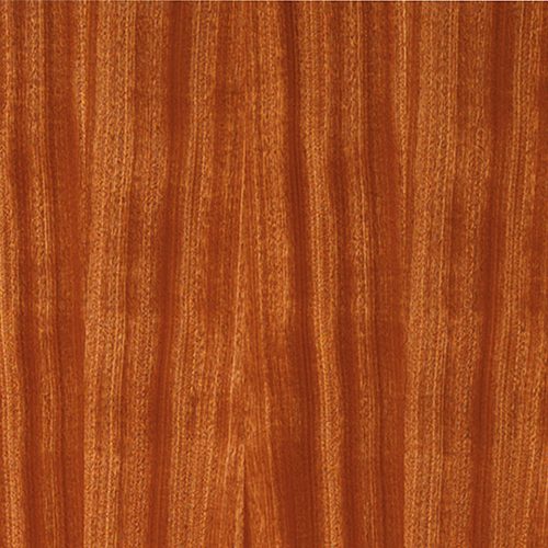 Close-up of a wooden surface with a reddish-brown color and visible grain pattern.