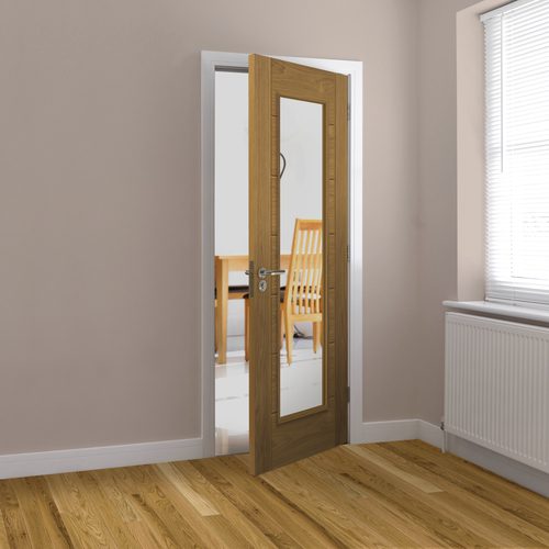 OAK PALOMINO GLAZED FINISHED 7 PANEL LADDER STYLE INTERNAL DOOR