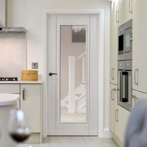 WHITE PALOMINO PRIMED GLAZED MODERN INTERNAL DOOR
