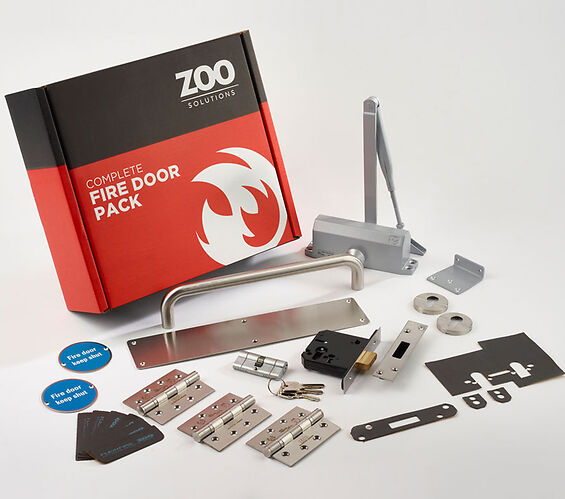 ZOO HARDWARE ARCHITECTURAL CORRIDOR FIRE DOOR LOCKING KIT, SATIN STAINLESS STEEL FINISH