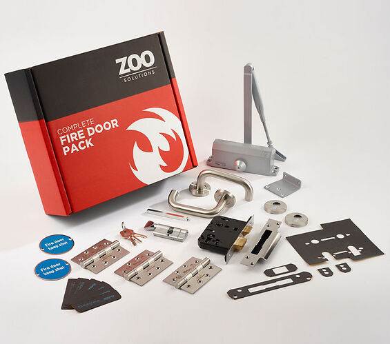 ZOO HARDWARE ARCHITECTURAL OFFICE FIRE DOOR LOCKING KIT, SATIN STAINLESS STEEL FINISH