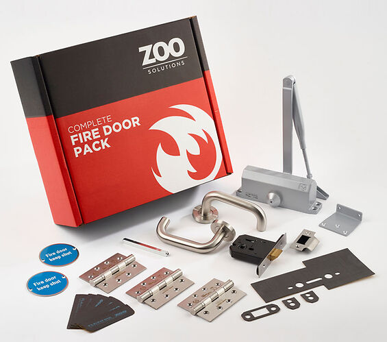 ZOO HARDWARE ARCHITECTURAL OFFICE FIRE DOOR NON-LOCKING KIT, SATIN STAINLESS STEEL FINISH