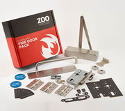 ZOO HARDWARE COMMERCIAL CORRIDOR FIRE DOOR LOCKING KIT, SATIN STAINLESS STEEL FINISH