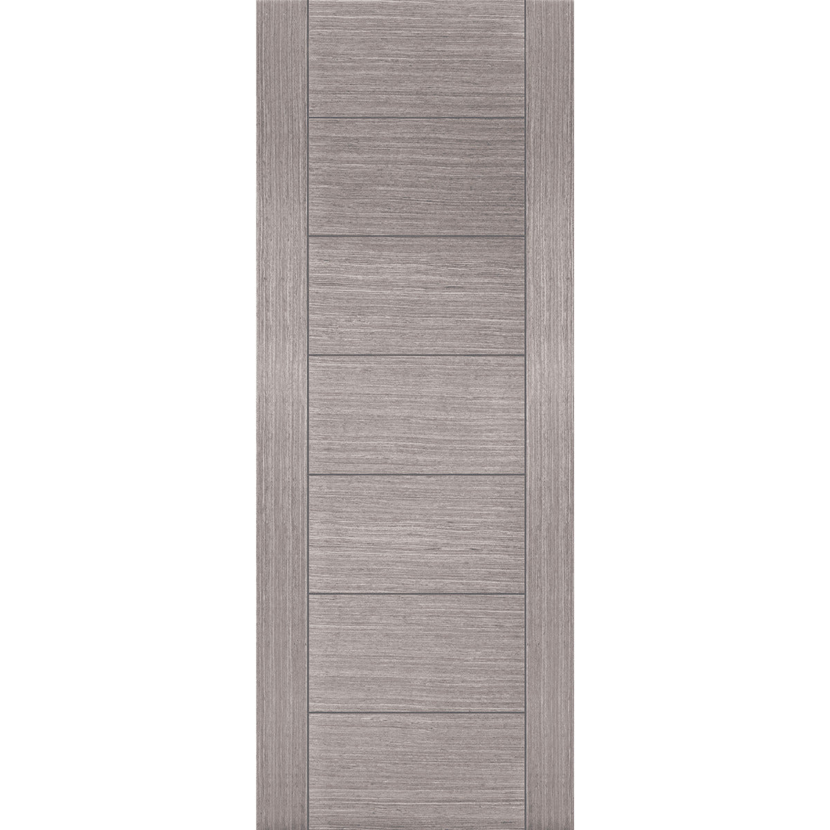 Wooden door with a gray finish on a white background