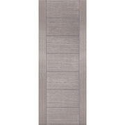 Wooden door with a gray finish on a white background
