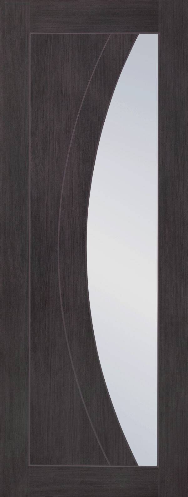 INTERNAL LAMINATE UMBER GREY SALERNO WITH CLEAR GLASS DOOR