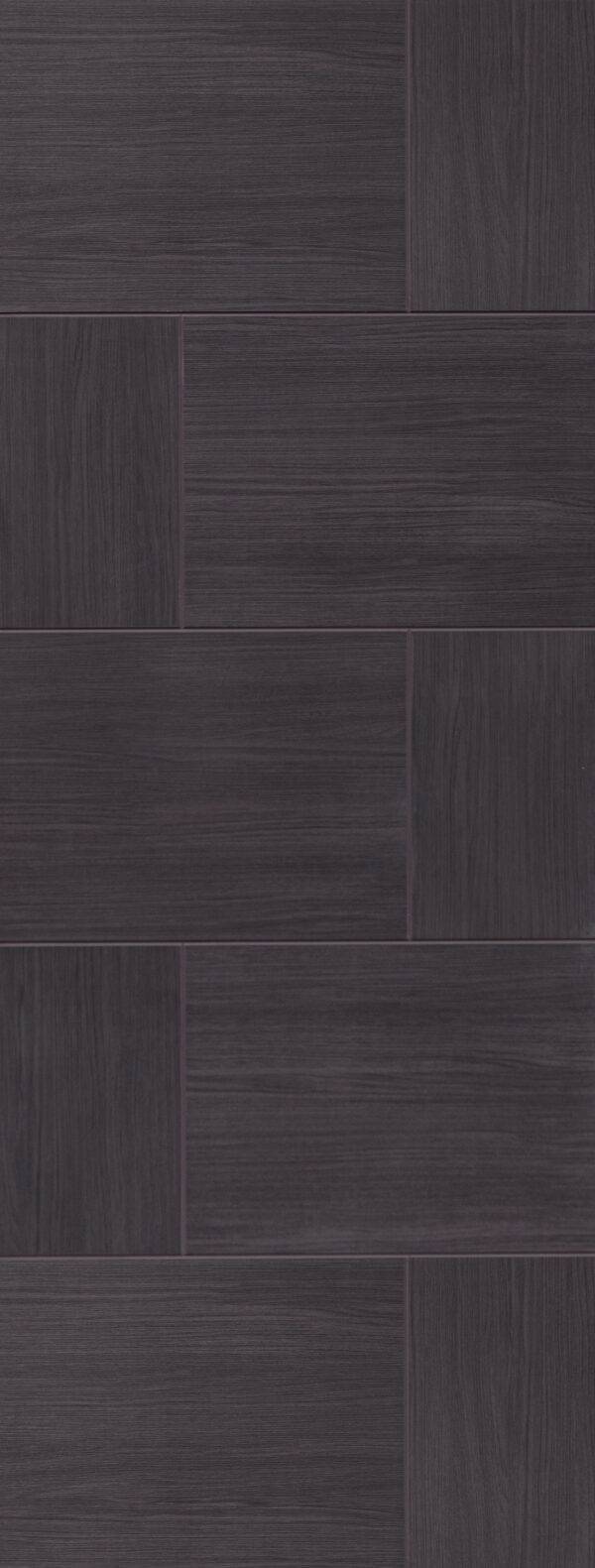 Dark wood flooring with a herringbone pattern