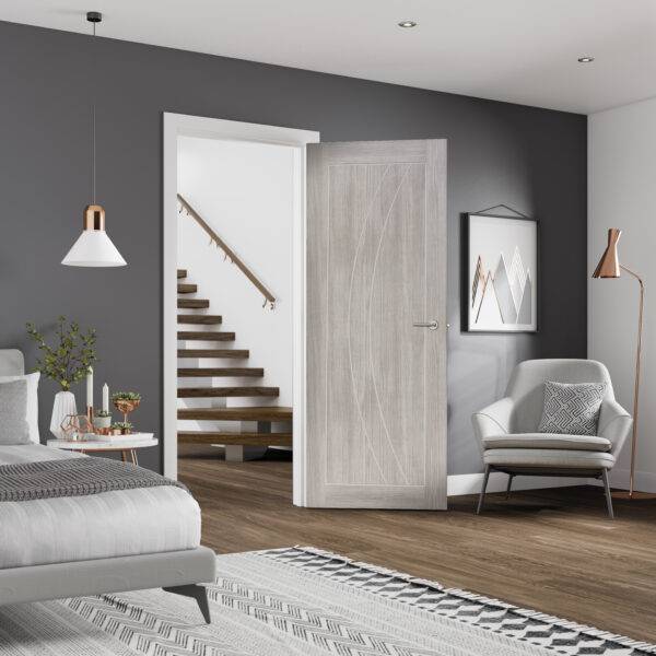 INTERNAL LAMINATE WHITE GREY SALERNO FIRE DOOR