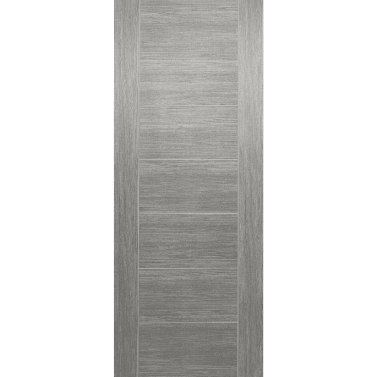 Wooden door with a gray finish on a white background