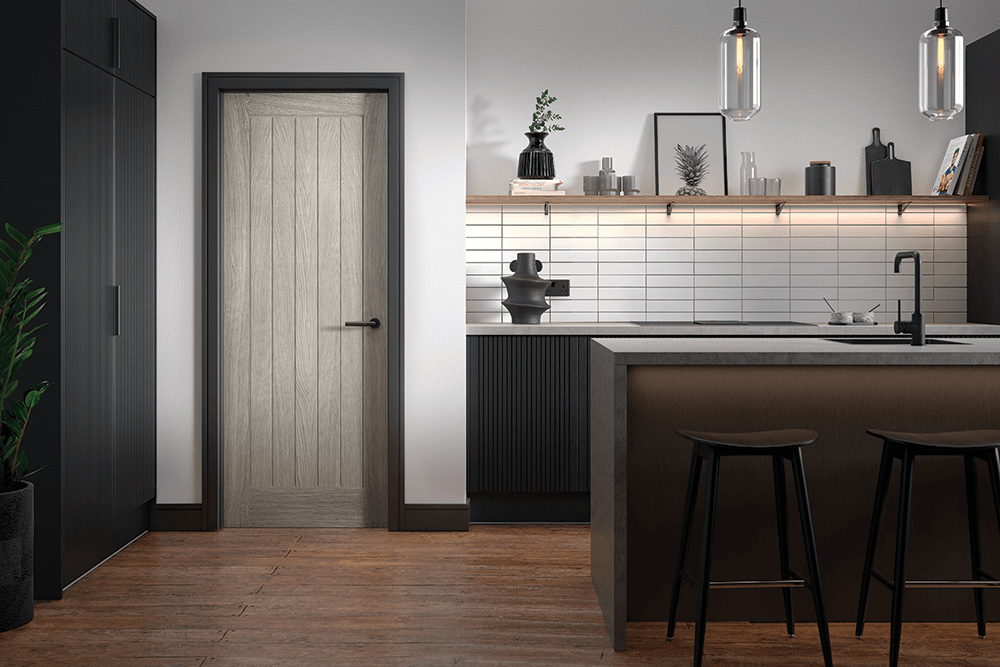LIGHT GREY LAMINATE COTTAGE FD30 INTERNAL FIRE DOOR