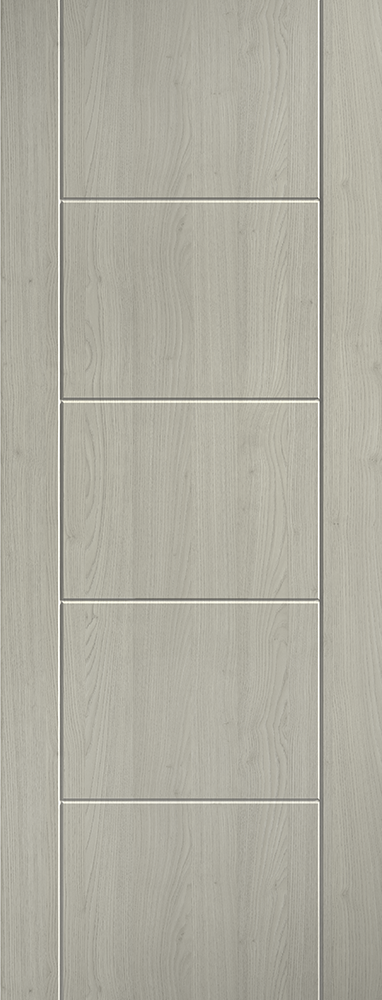 Close-up of a wooden panel with a light gray finish