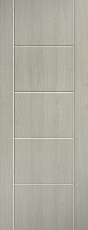 Close-up of a wooden panel with a light gray finish
