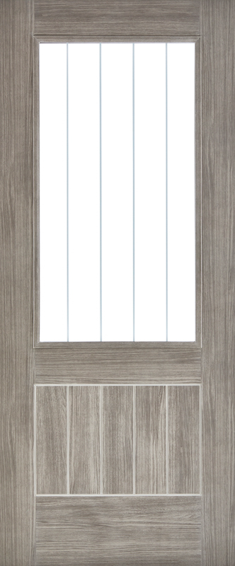 LIGHT GREY LAMINATE MEXICANO GLAZED PREFINISHED INTERNAL DOOR