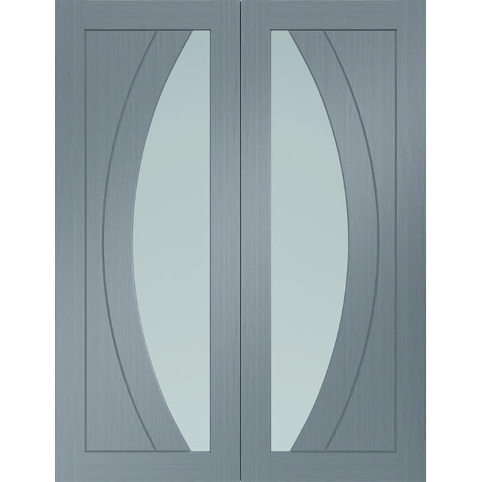 INTERNAL LIGHT GREY PREFINISHED SALERNO PAIR WITH CLEAR GLASS