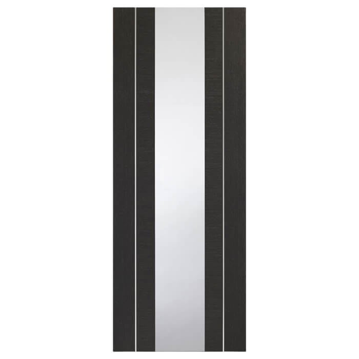 Rectangular panel with black and white vertical stripes on a white background