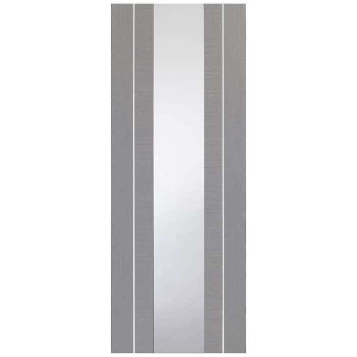 Light grey glazed internal door on a white background 