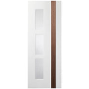 INTERNAL WHITE/WALNUT PREFINISHED PRAIANO WITH CLEAR GLASS INTERNAL DOOR