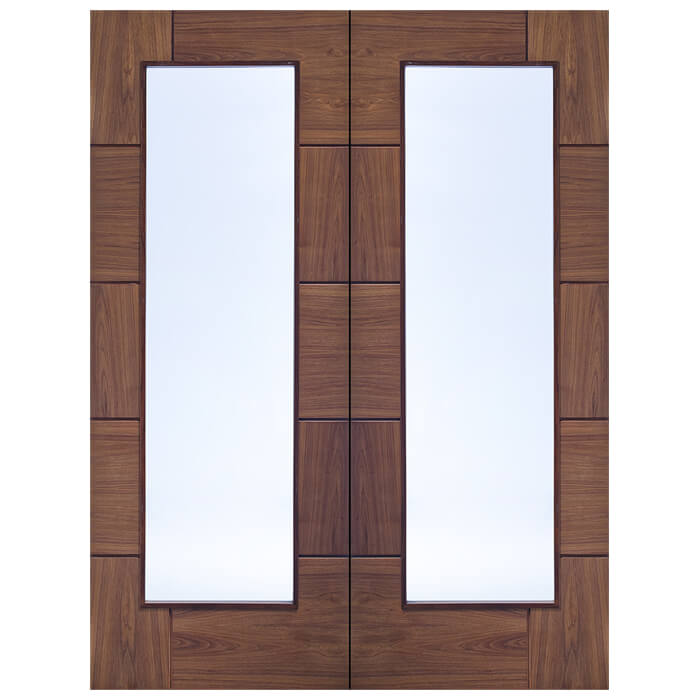 INTERNAL WALNUT PREFINISHED RAVENNA PAIR WITH CLEAR GLASS