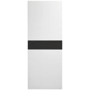 Rectangular panel with a black stripe on a white background