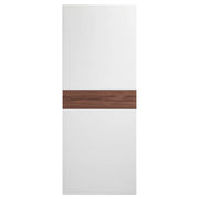 White cabinet door with a wooden accent on a white background
