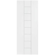 White door with a geometric design on a white background