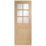 Wooden door with six glass panels on a white background