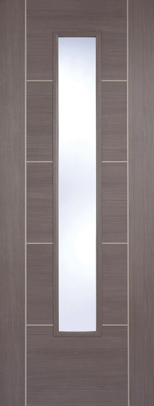 Wooden door with a glass panel