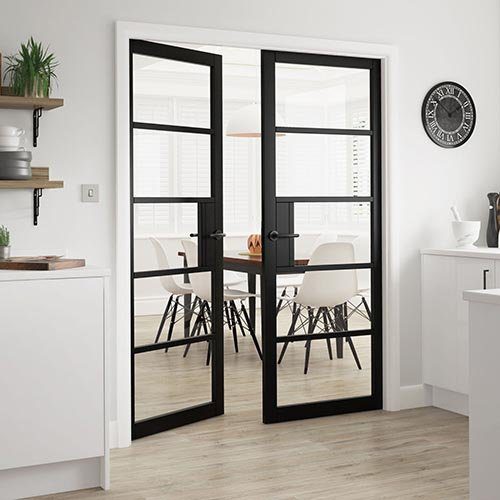 METRO BLACK GLAZED CLEAR GLASS INTERNAL DOOR