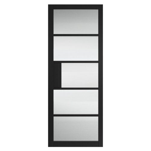 METRO BLACK REEDED GLASS INTERNAL DOOR