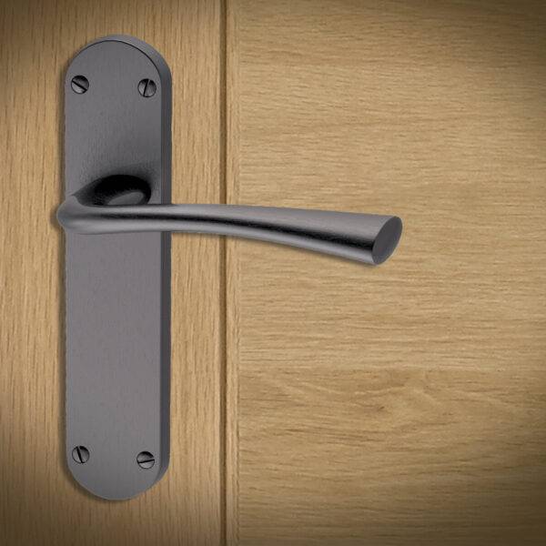 NEVA FIRE DOOR HANDLE PACK ON BACK PLATE WITH LOCK