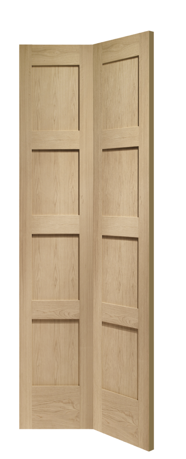 INTERNAL OAK SHAKER 4 PANEL BI-FOLD DOOR