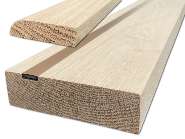 Two oak door linings on a white background. 