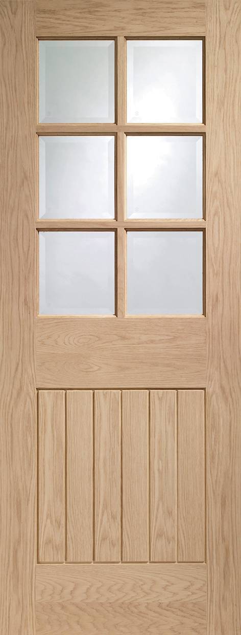 INTERNAL OAK SUFFOLK 6 LIGHT WITH CLEAR BEVELLED GLASS