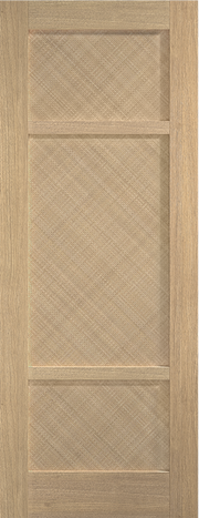 Wooden door panel with a diamond pattern
