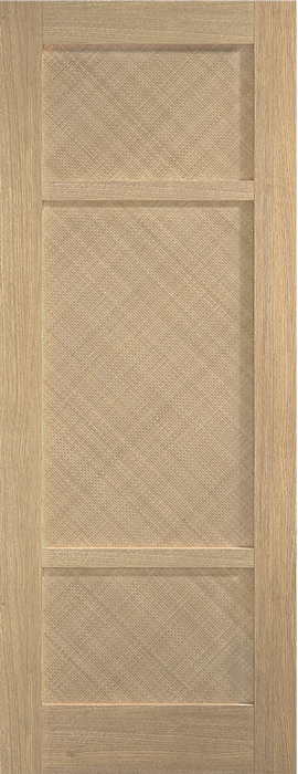Wooden door panel with a diamond pattern