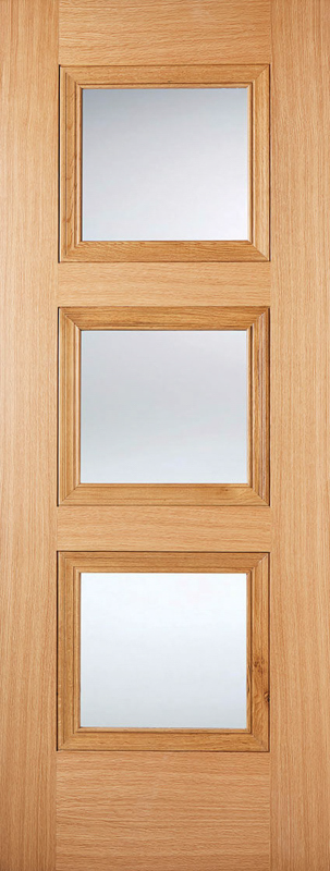 Oak Amsterdam Glazed 3L Prefinished Internal Door