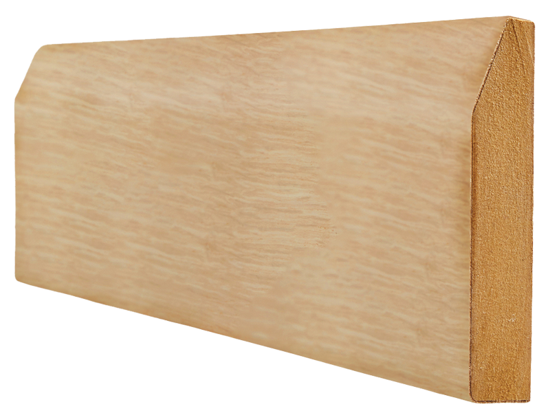 Wooden architrave with a visible grain on a white background