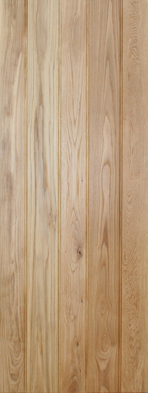 Vertical panel wooden door with a natural finish