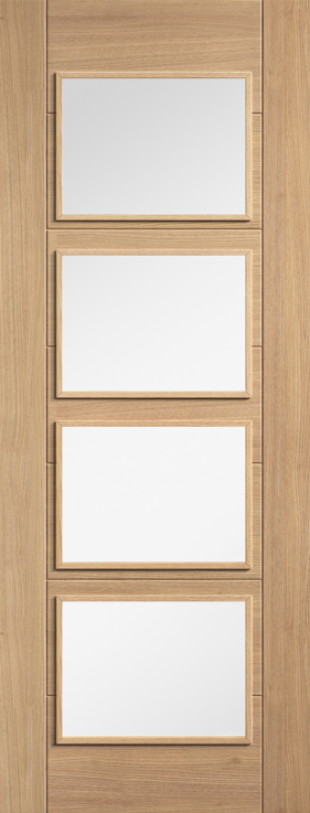 Wooden door with glass panels