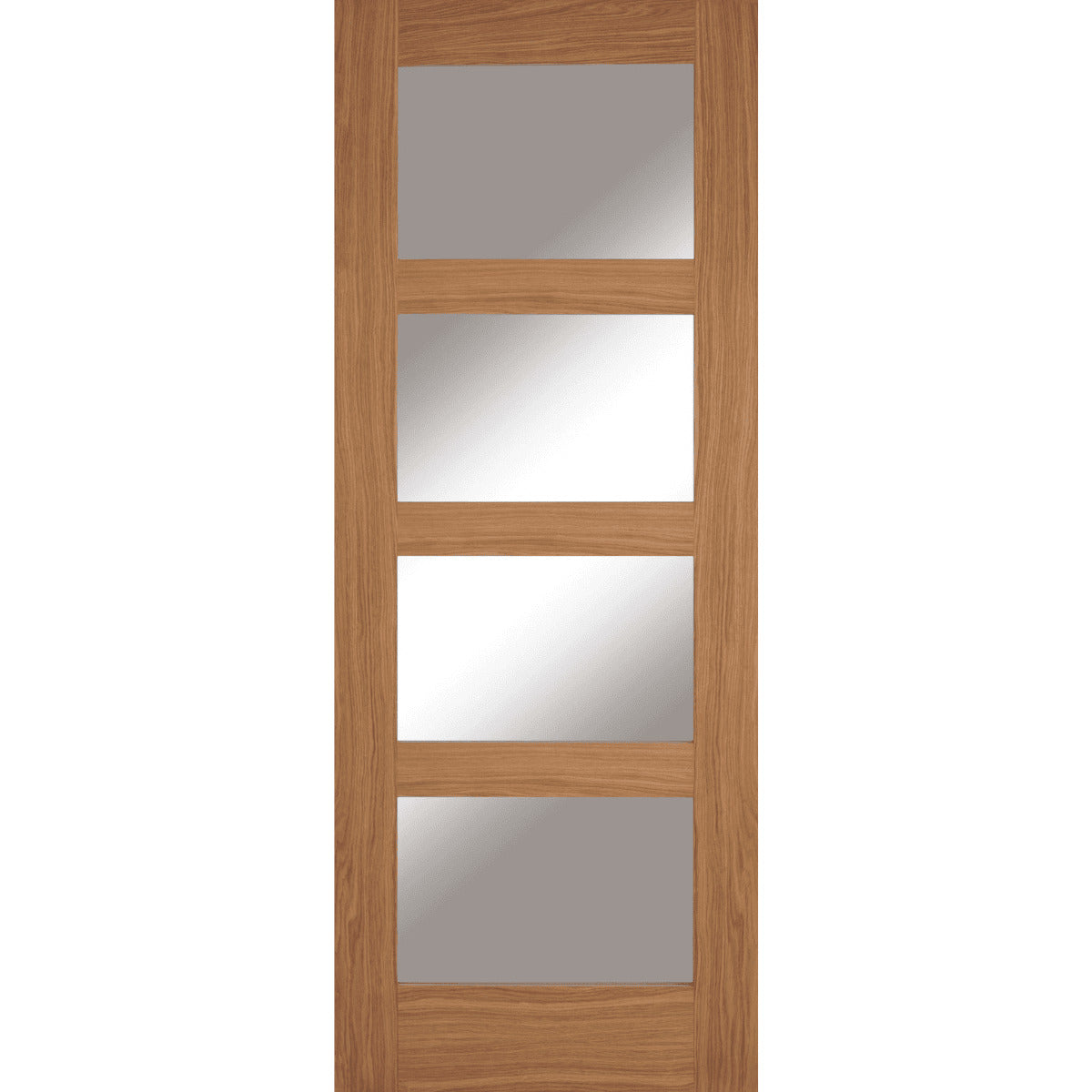 Wooden door with glass panels on a white background