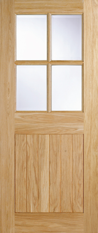 Oak wood door with glass panels
